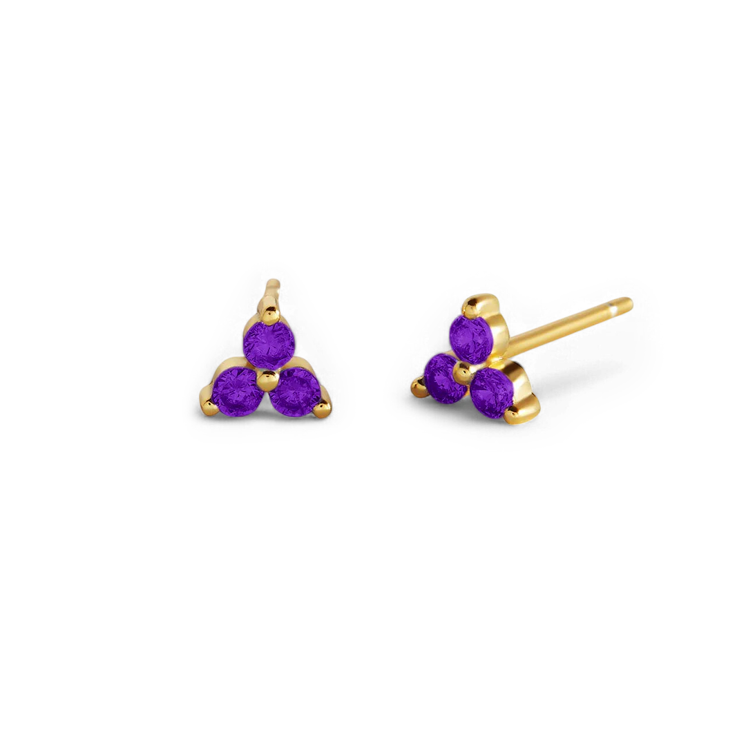 Trinity Birthstone Stud Earrings