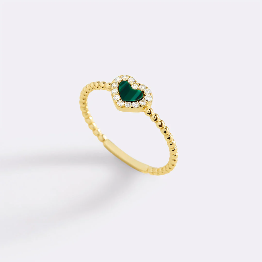 Tiny Gemstone Heart Stacking Ring