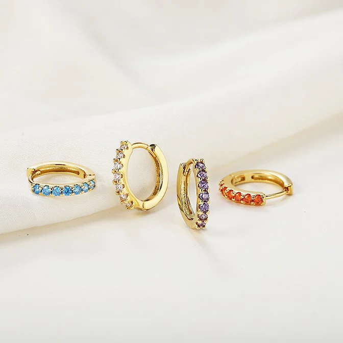 Gemstone Sleeper Huggie Hoop Earrings