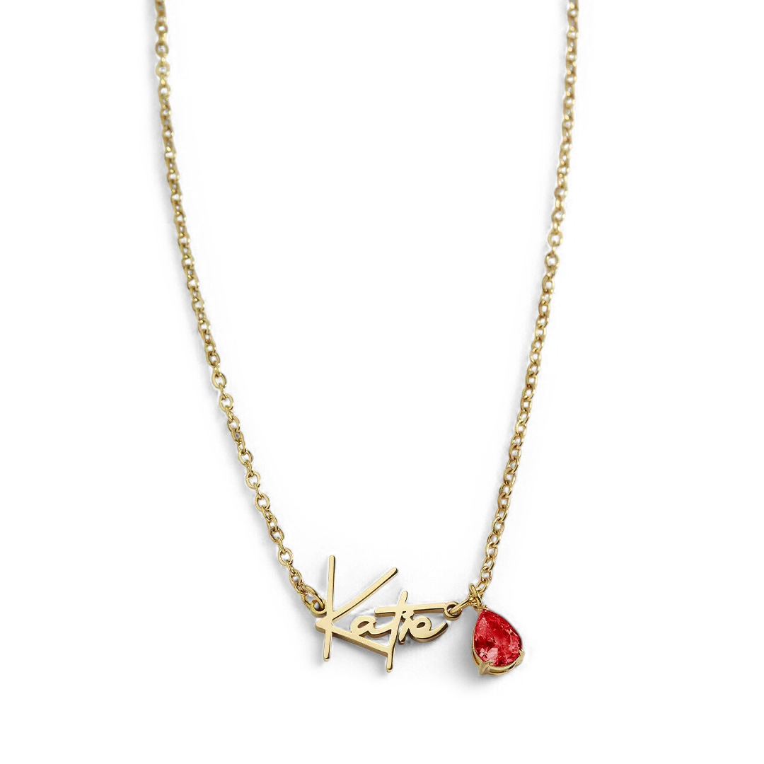 Handmade Birthstone Name Necklace
