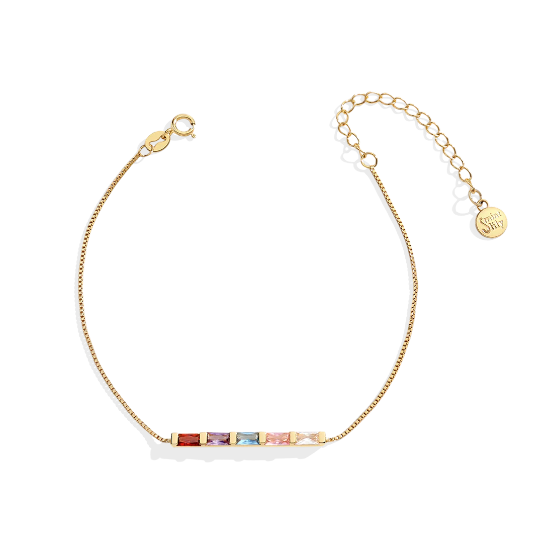 Dainty Baguette Birthstone Bracelet