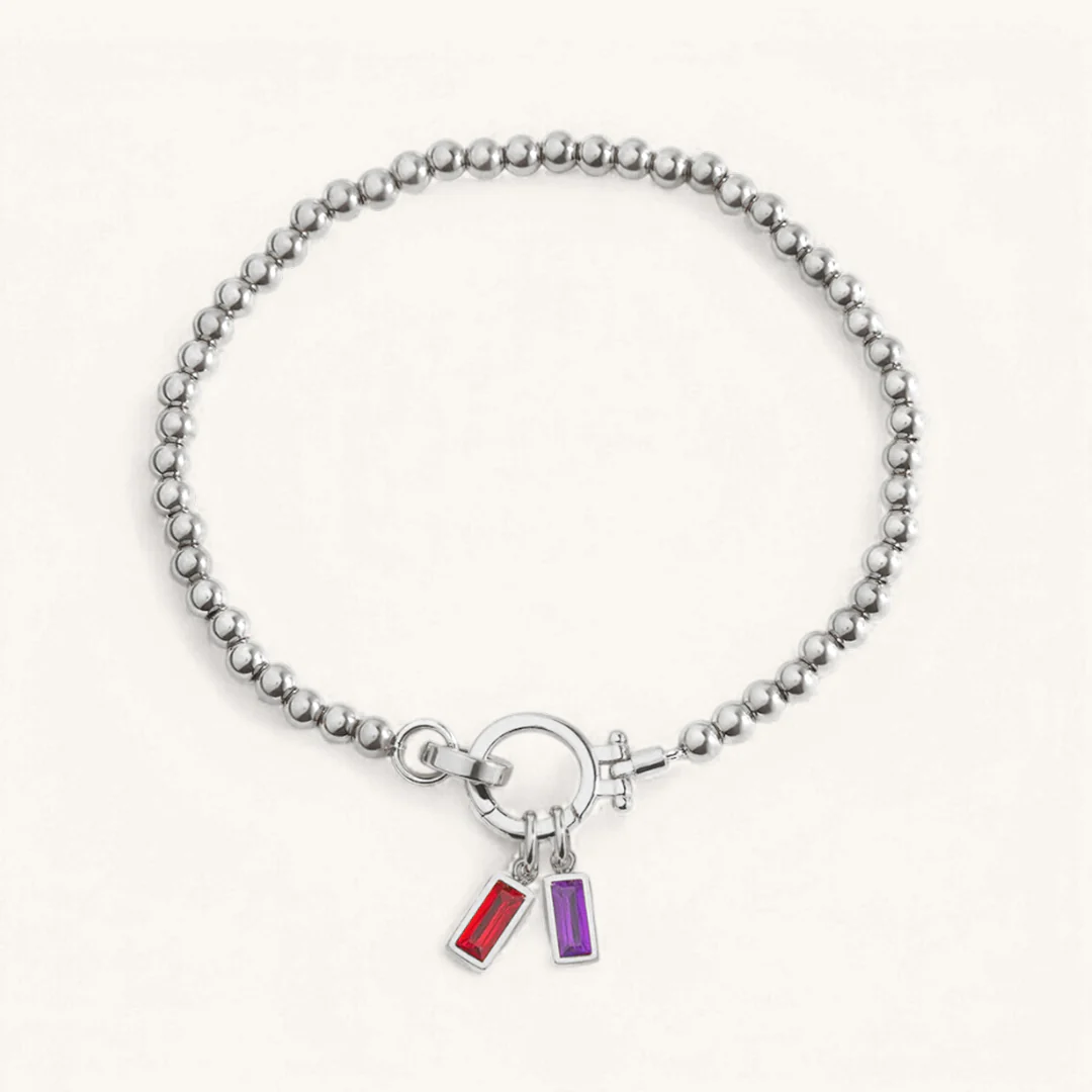 Mint Beaded Birthstone Charm Bracelet