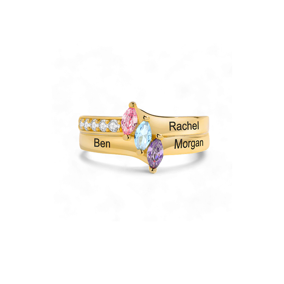 Marquis-Cut 3 Birthstone Ring