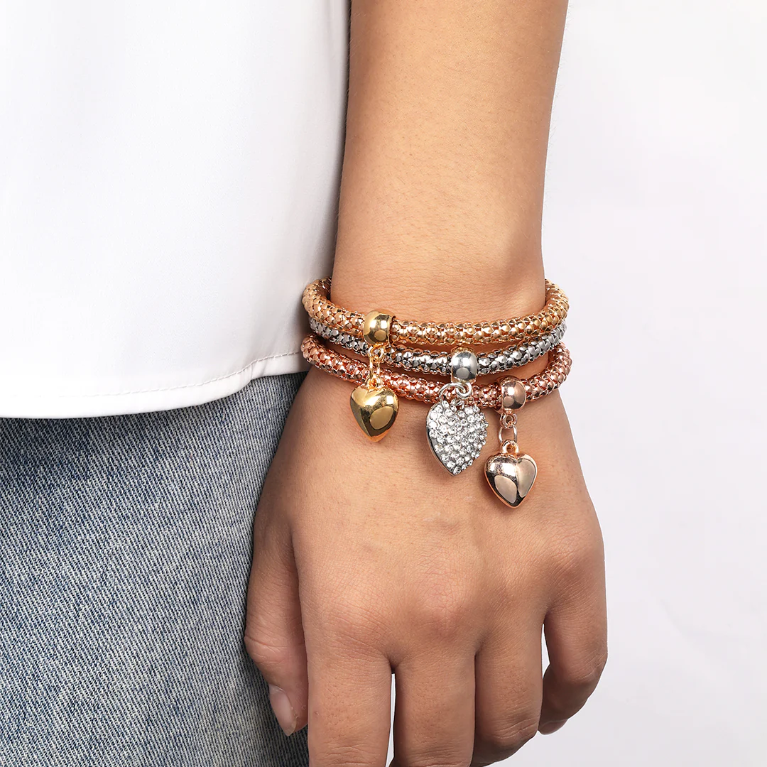 Solid Hearts Metal Bracelet