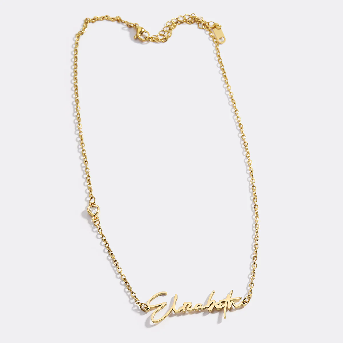 Modern Name Necklace with Heart Diamond Accent