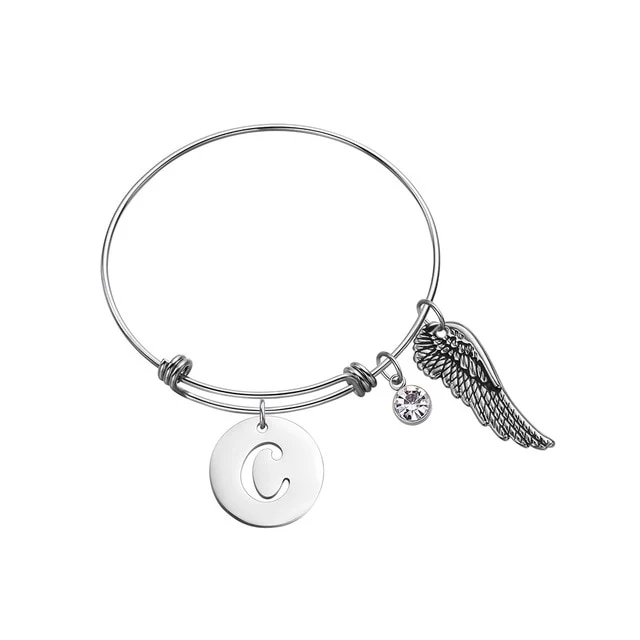 Custom Initial Guardian Angel's Wing Bracelet