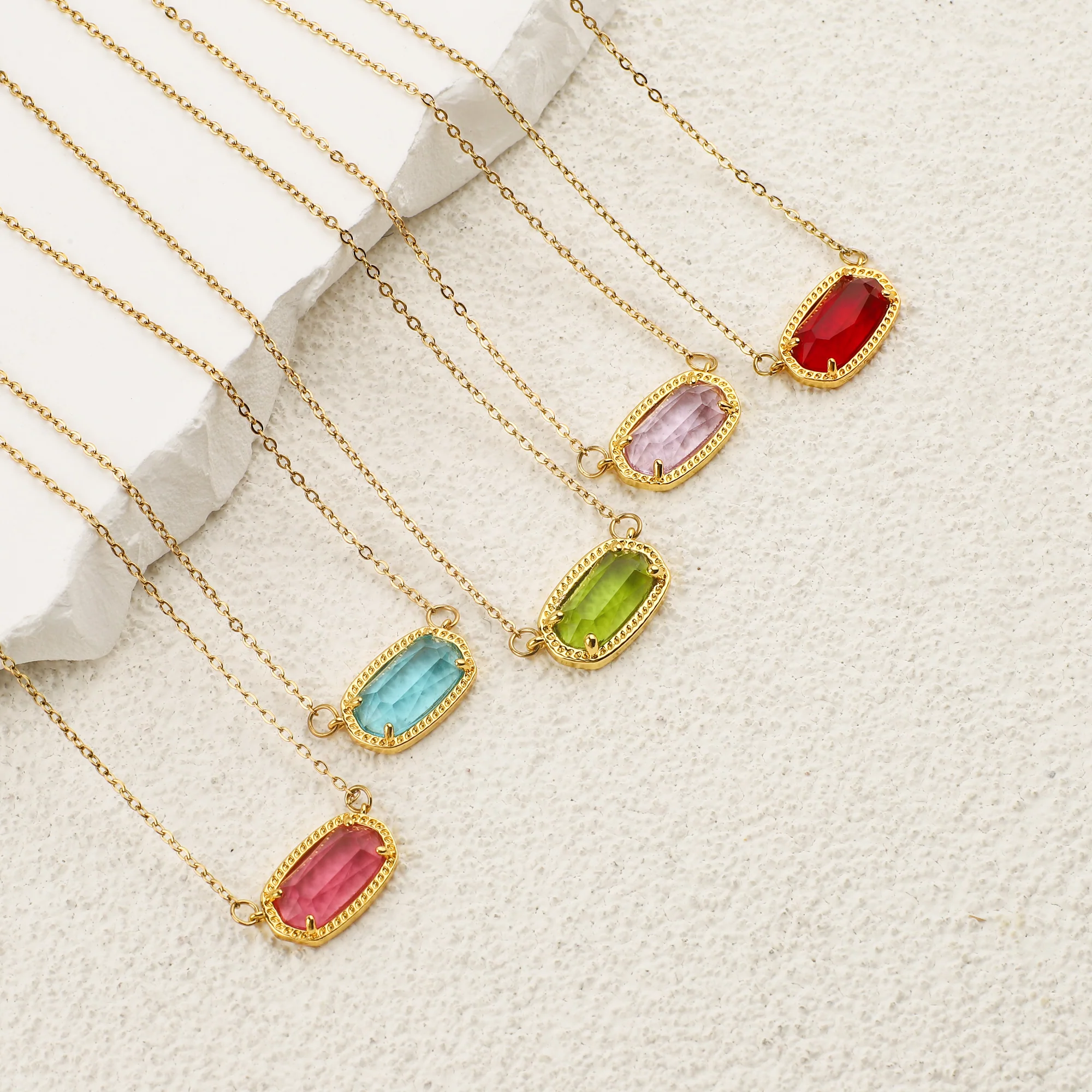 Oval Birthstone Pendant Necklace