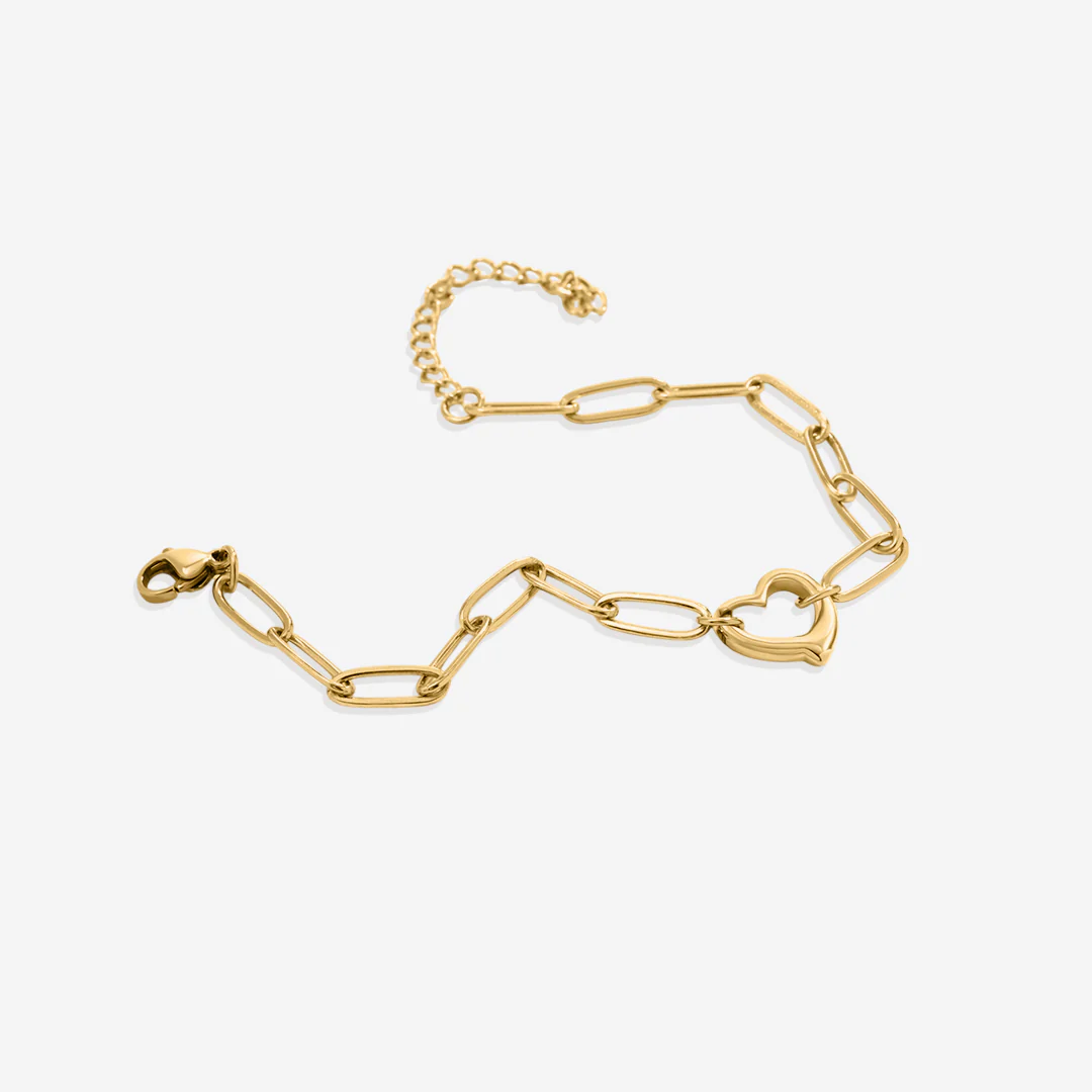 Open Heart Paperclip Chain Bracelet