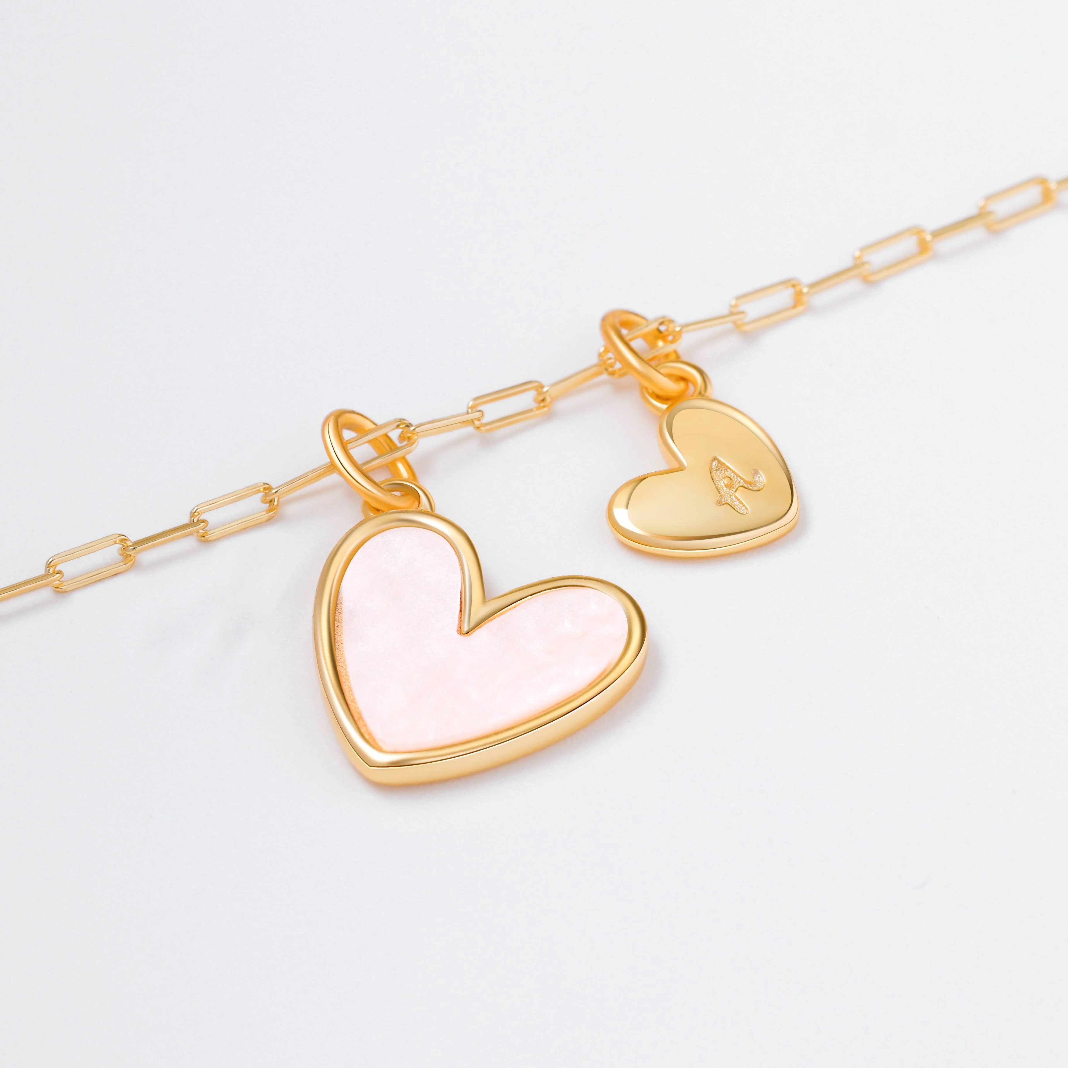 Mother Of Pearl Heart Initial Necklace