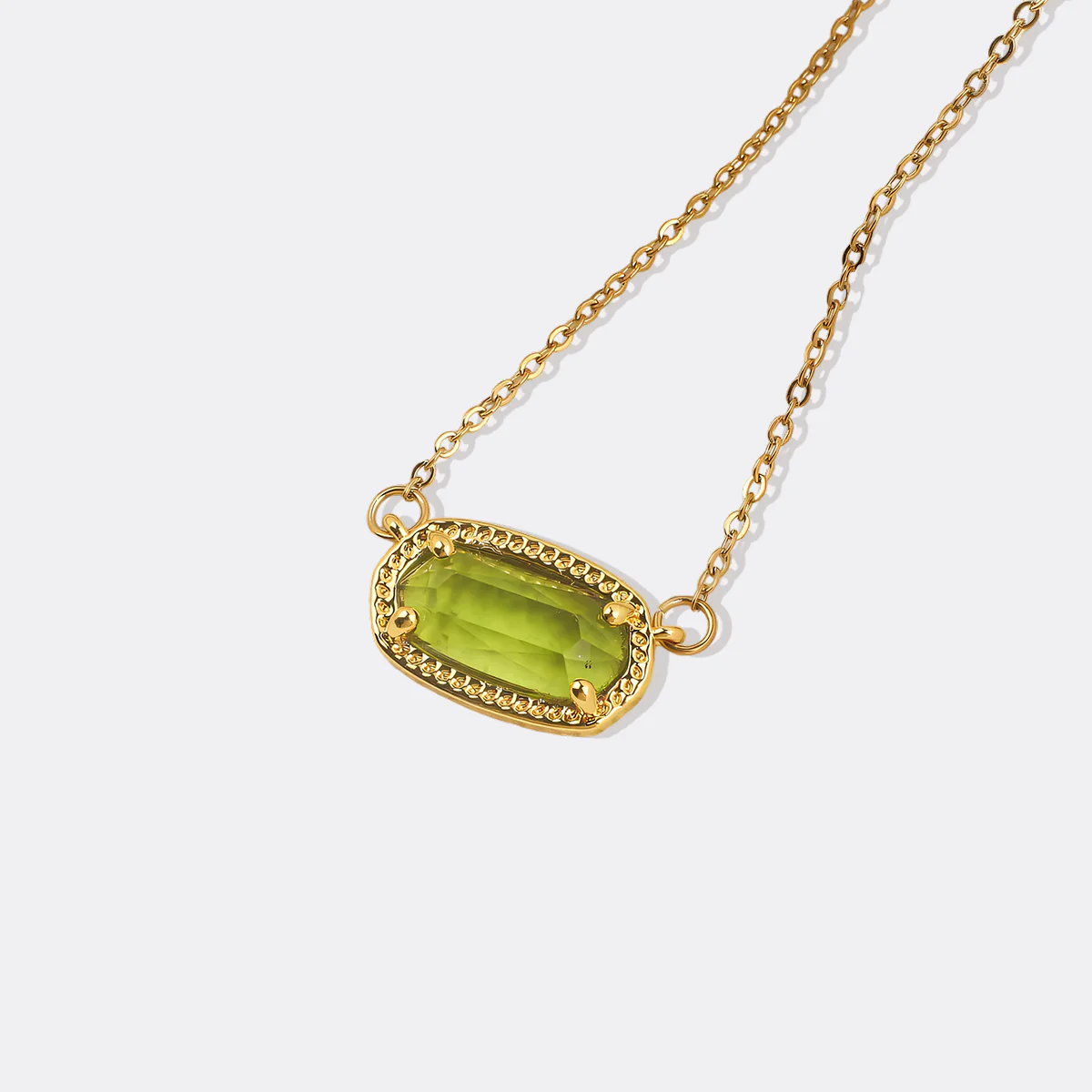 Oval Birthstone Pendant Necklace