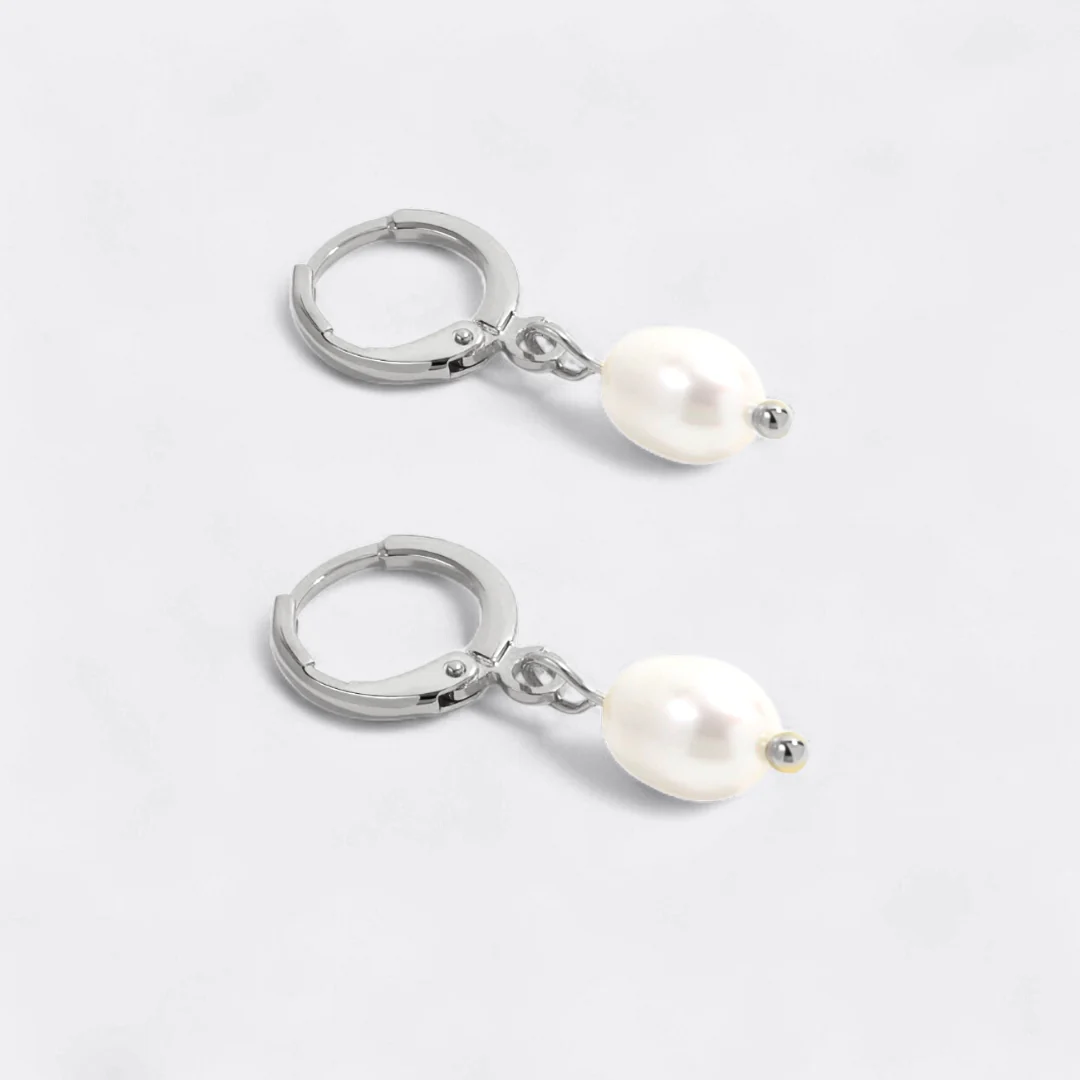 Freshwater Pearl Drop Huggie Earrings