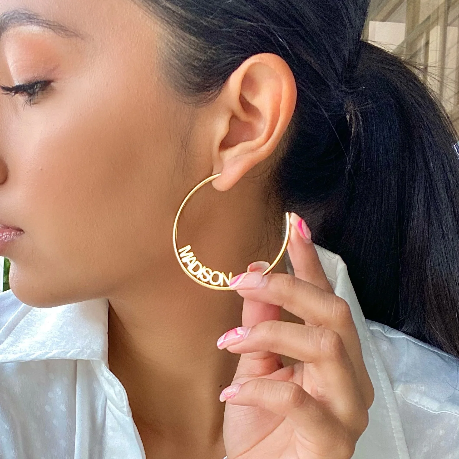 Personalized Name Hoop Earrings