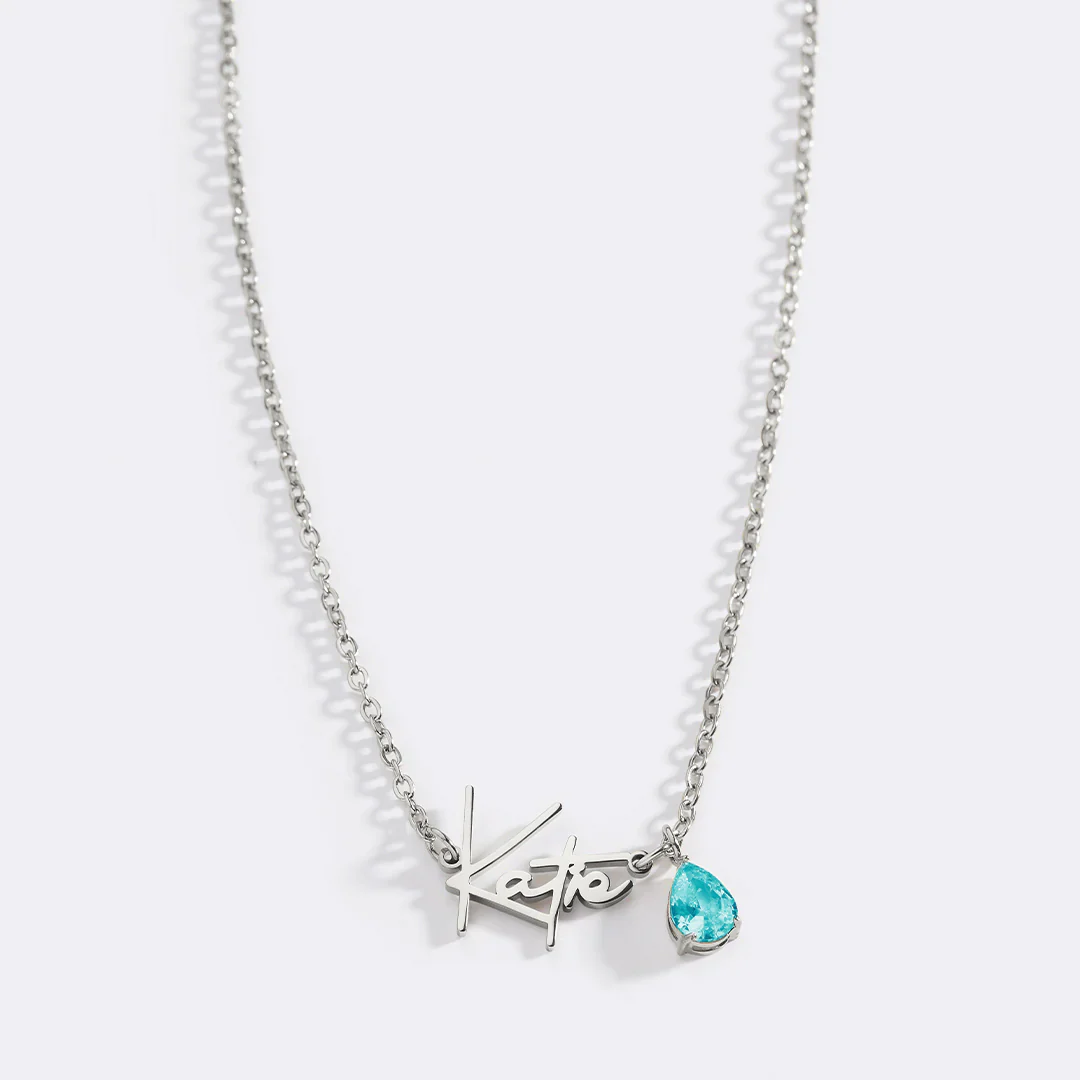 Handmade Birthstone Name Necklace