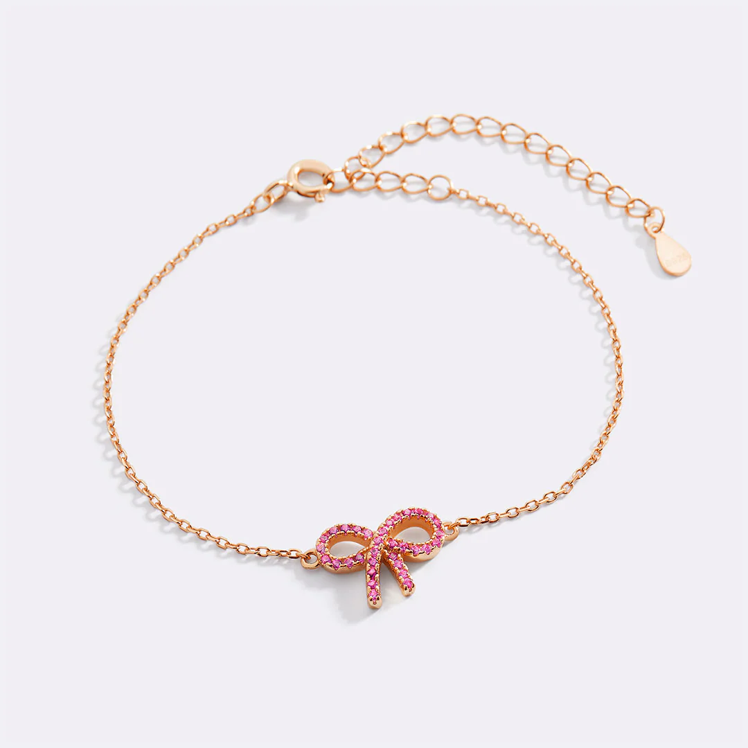 Pink Pave Bow Bracelet