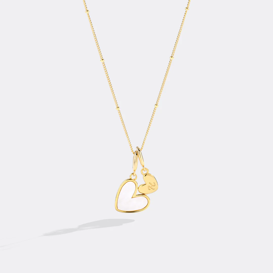 Mother Of Pearl Heart Initial Necklace