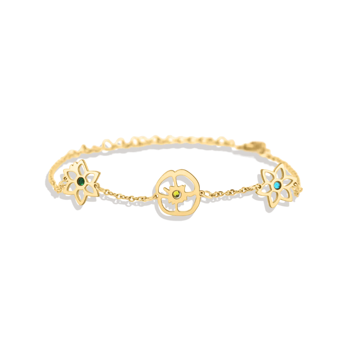 Personalized Birth Flower Charm Bracelet