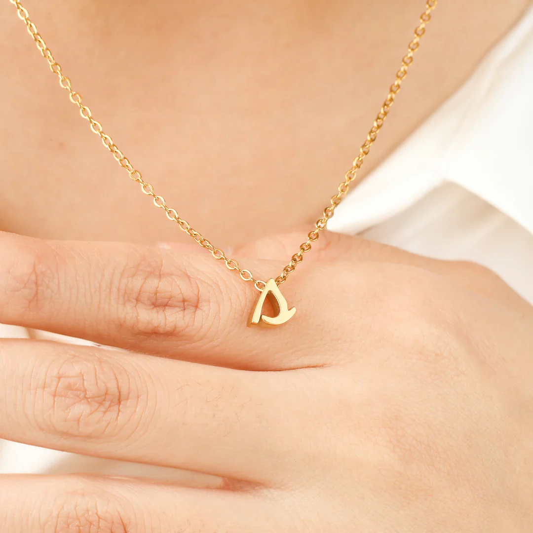 Tiny Script Initial Necklace