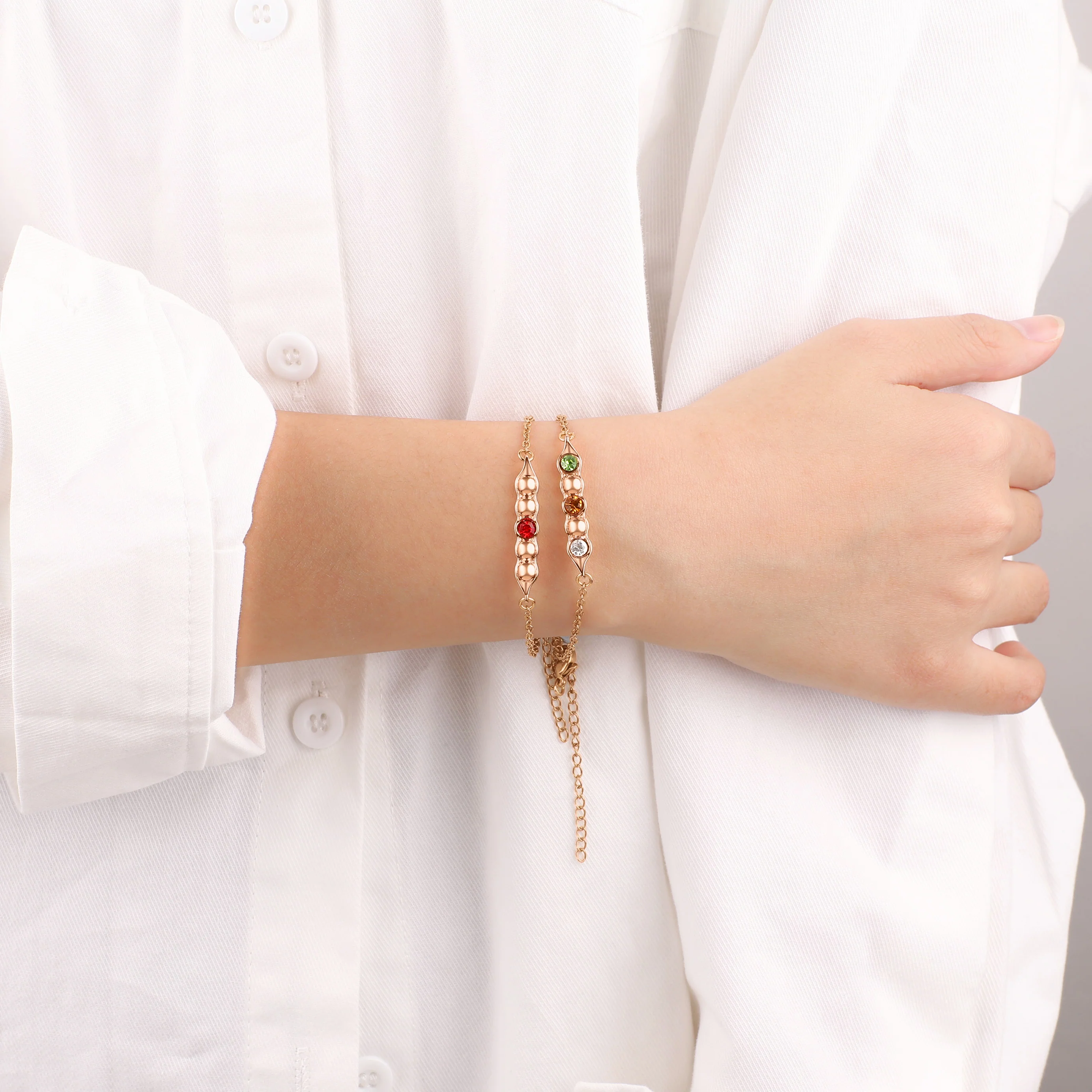 Peas in a Pod Birthstone Bracelet