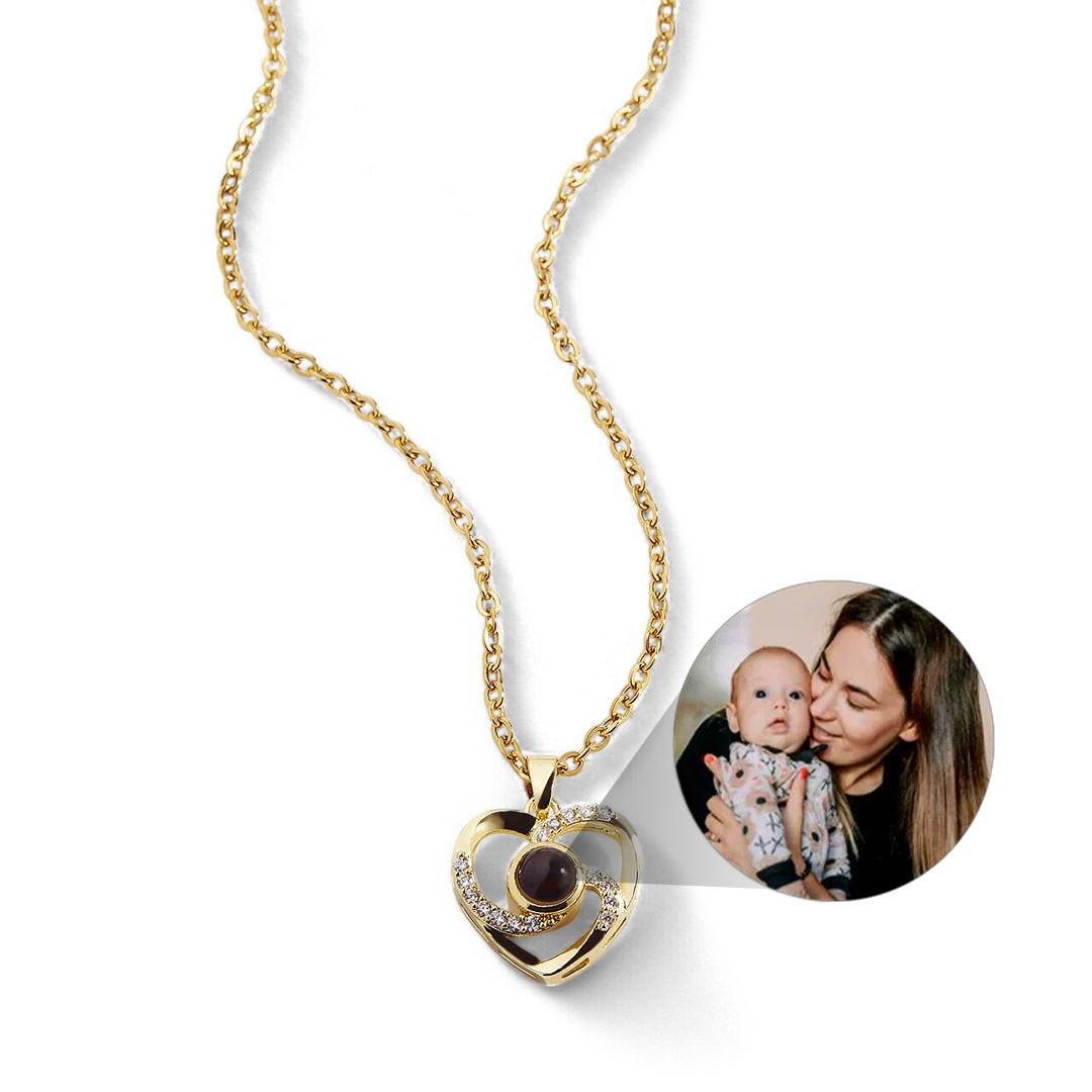 Center of My Heart Pave Photo Necklace