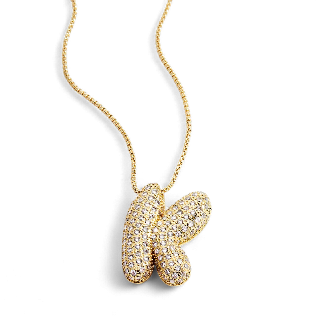 Pave Bubble Initial Necklace