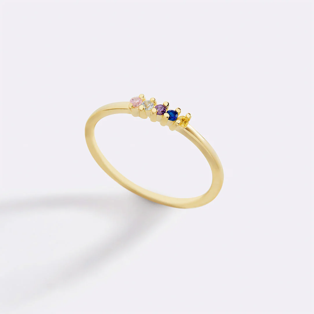 Personalized Dainty Birthstones Ring