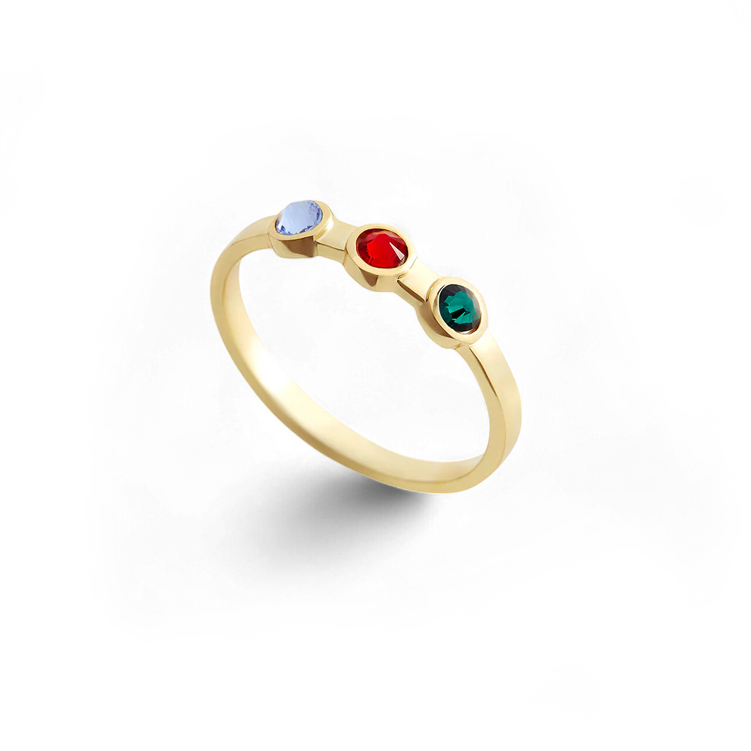 Dainty 3 Birthstone Ring