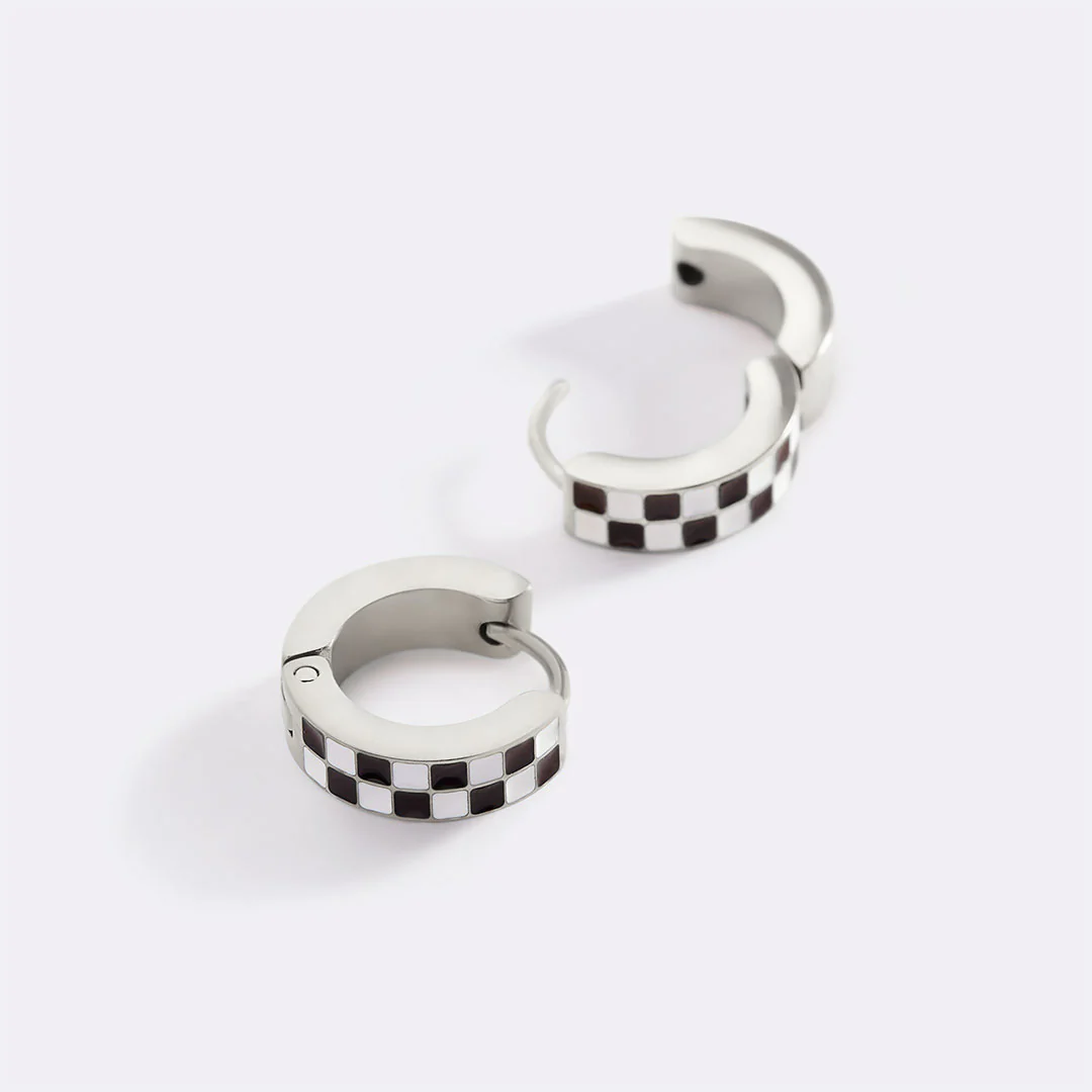 Checkered Hoop Earrings