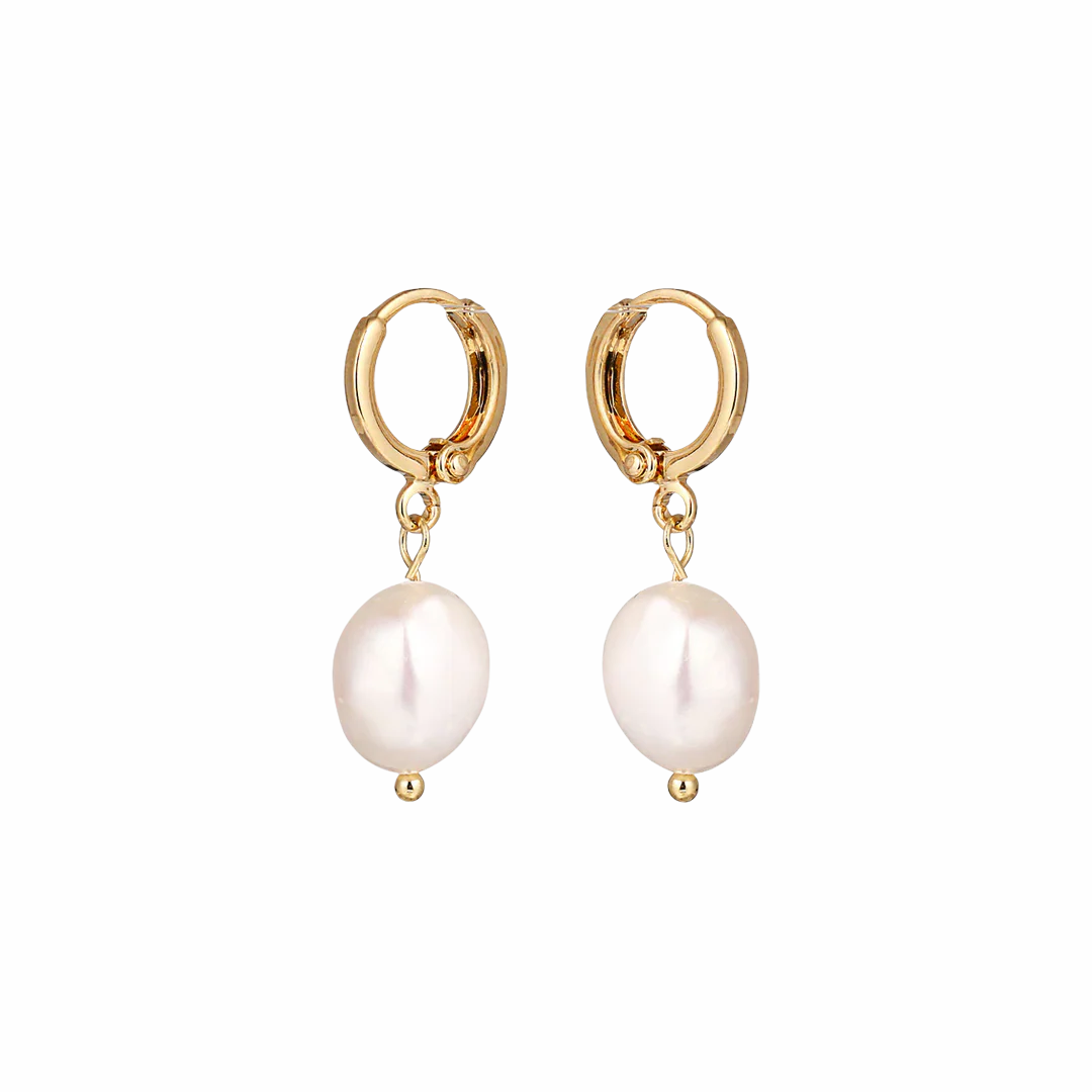 Freshwater Pearl Drop Huggie Earrings