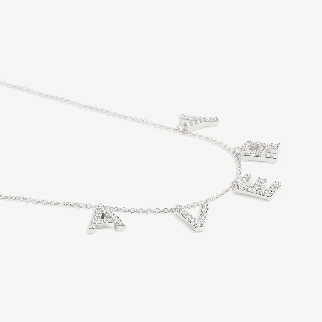 Pave Block Letter Name Necklace