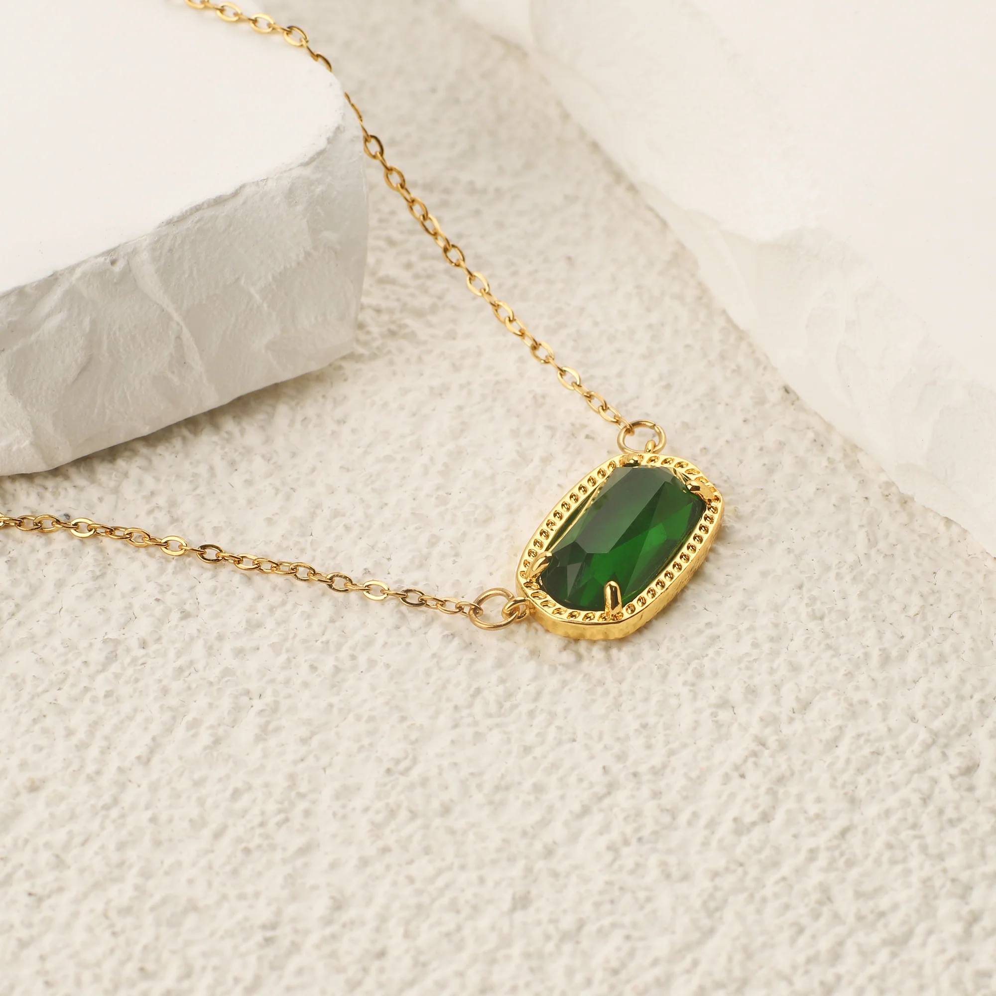 Oval Birthstone Pendant Necklace