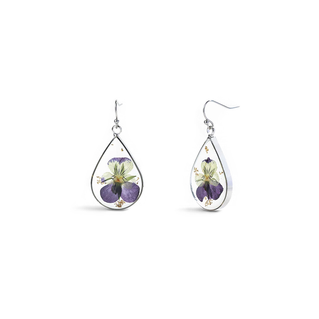 Pressed Birth Flower Earrings