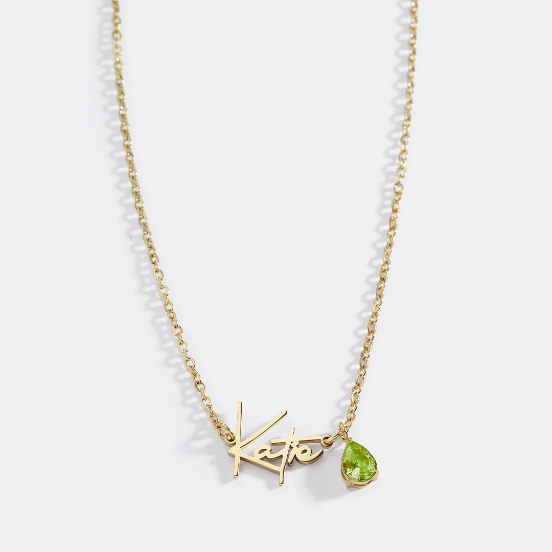 Handmade Birthstone Name Necklace