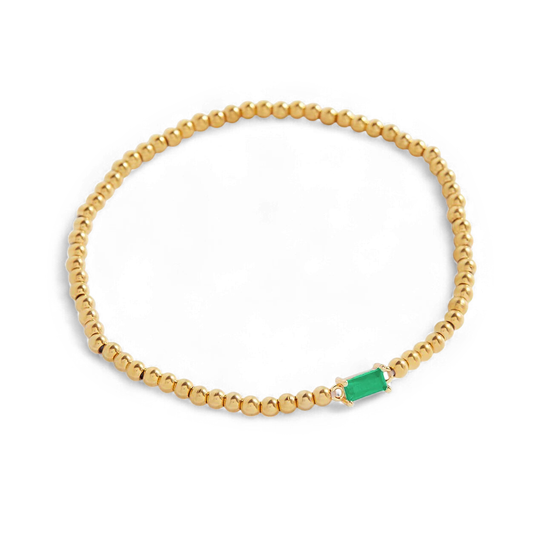 Gold Beaded Birthstone Bracelet