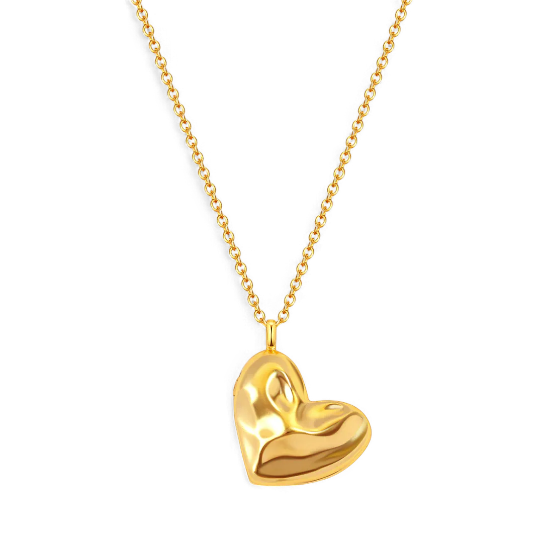 Handmade Hammered Heart Photo Locket Necklace