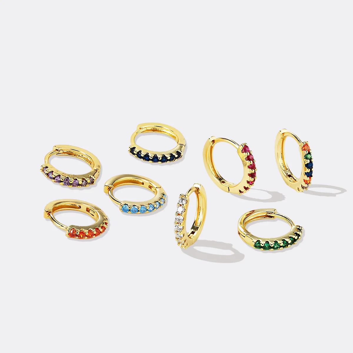 Gemstone Sleeper Huggie Hoop Earrings