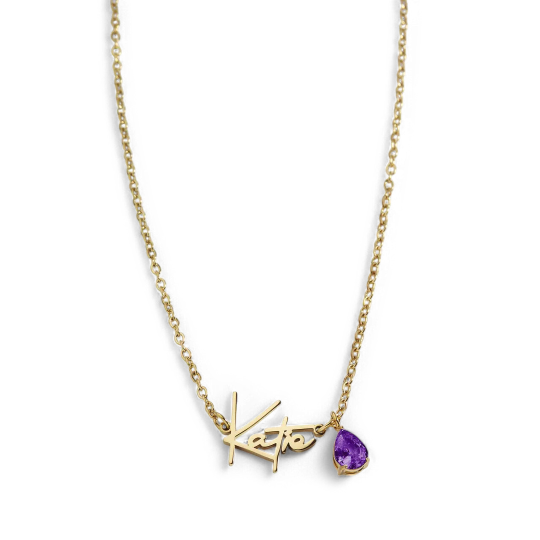 Handmade Birthstone Name Necklace