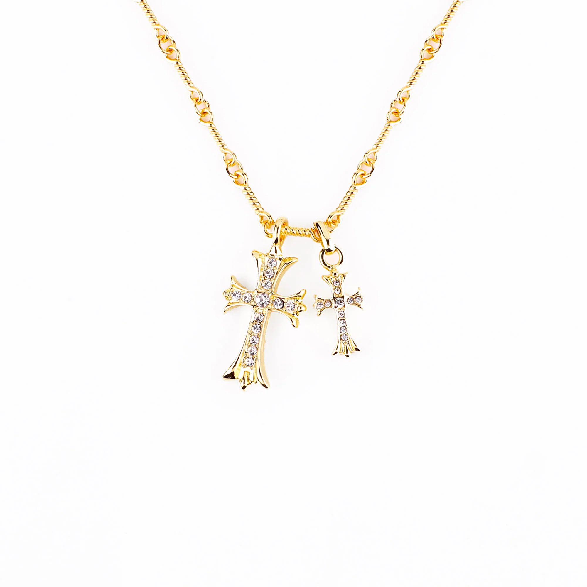 Double Cross Pendant Necklace