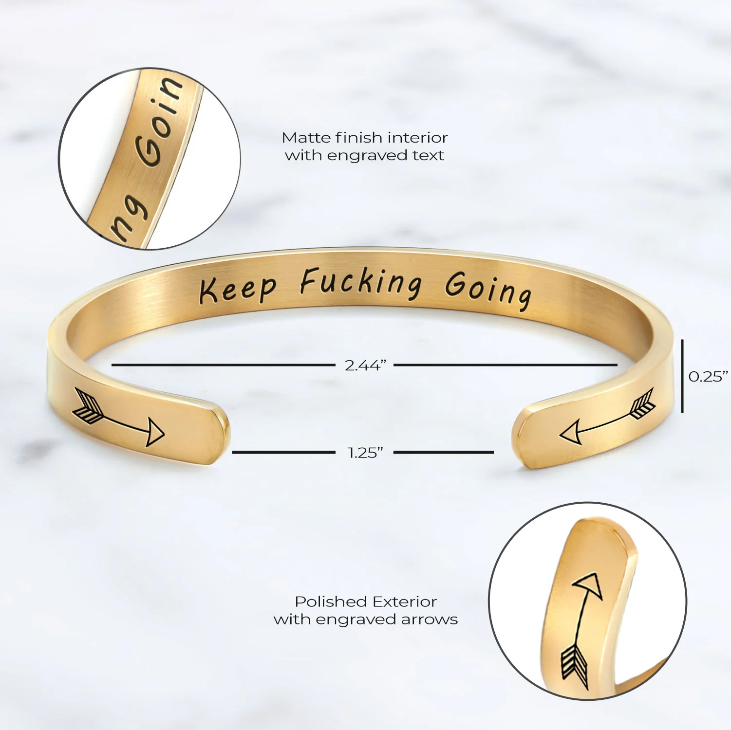 Keep Fucking Going Personalizable Cuff Bracelet