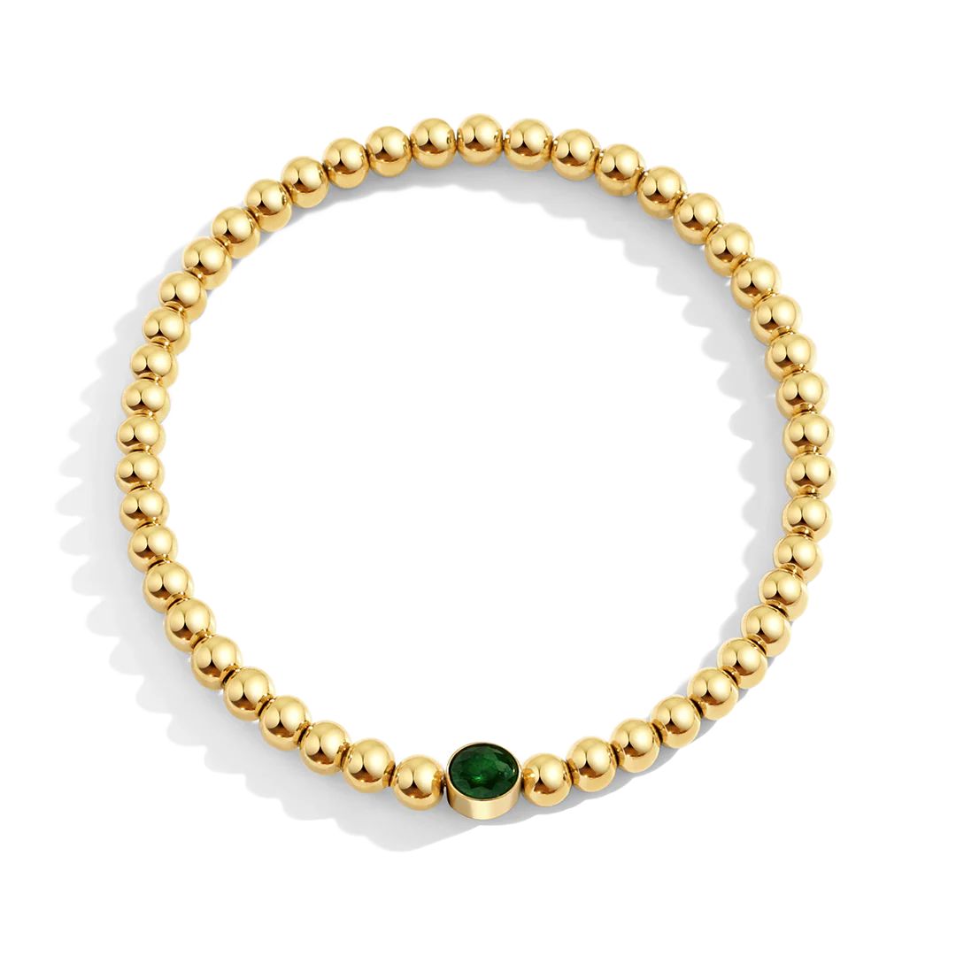 Gold Beaded Bubble Birthstone Bracelet