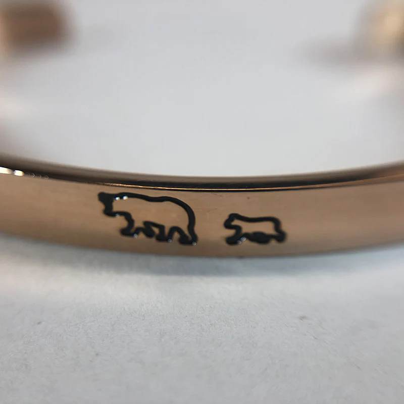 Mama Bear & Her Baby Bears Engraved Cuff Bracelet
