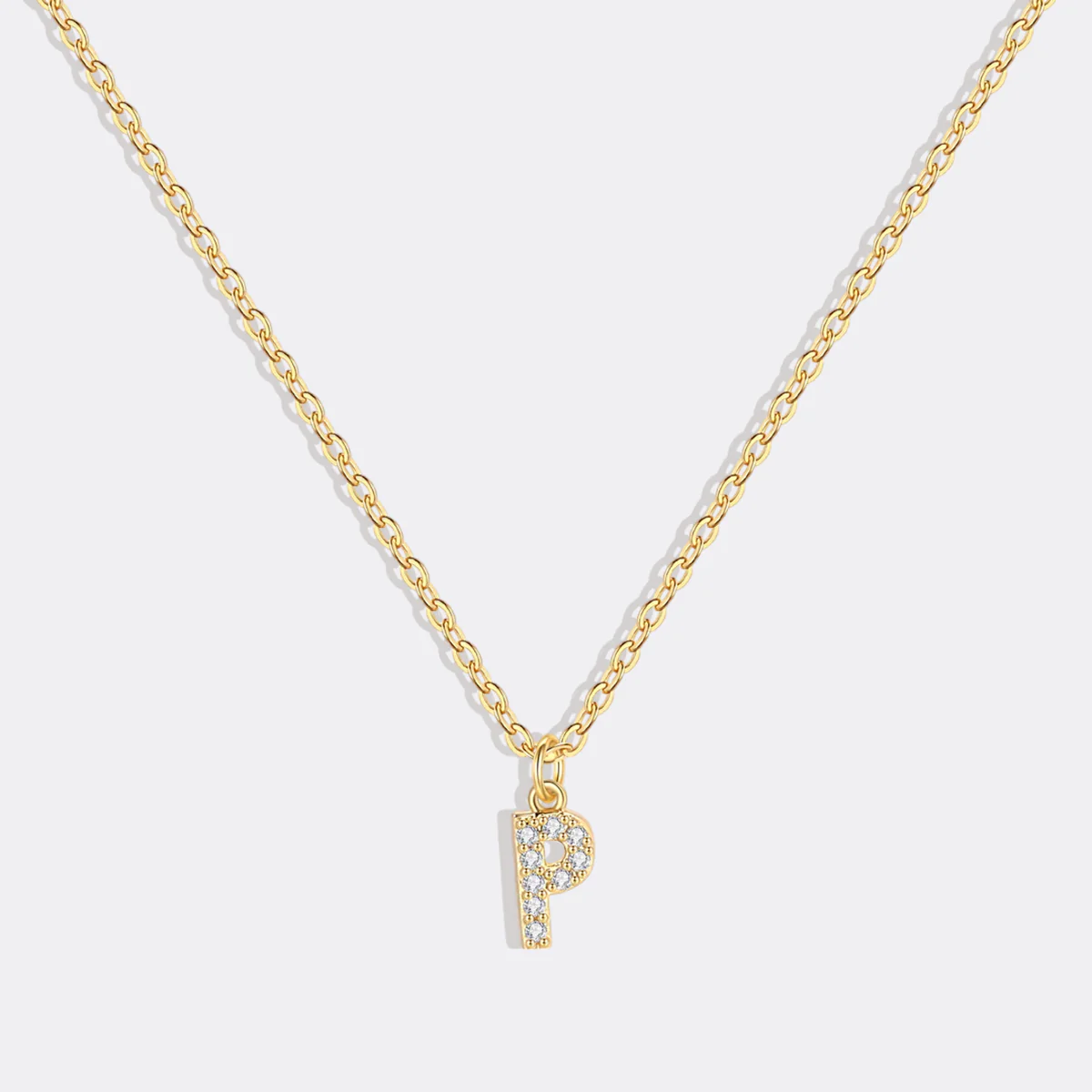 Gold Pavé Uppercase Initial Necklace