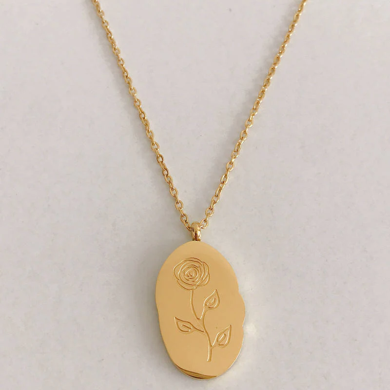 Gold Birth Flower Pendant Necklace