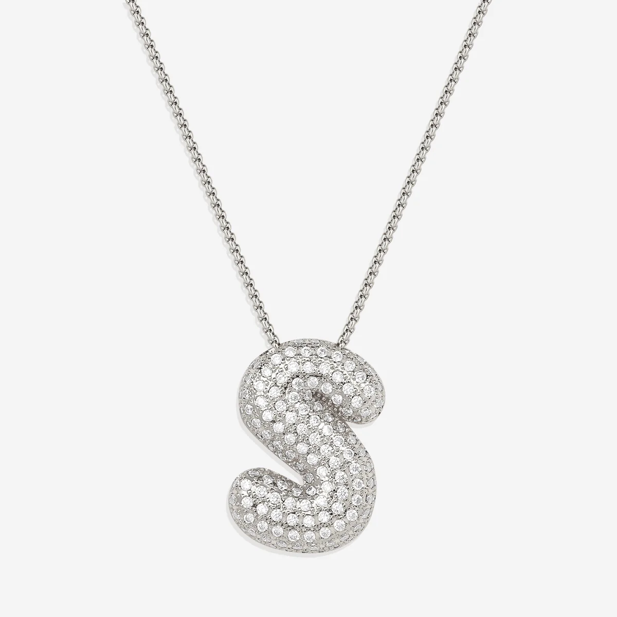 Pave Bubble Initial Necklace