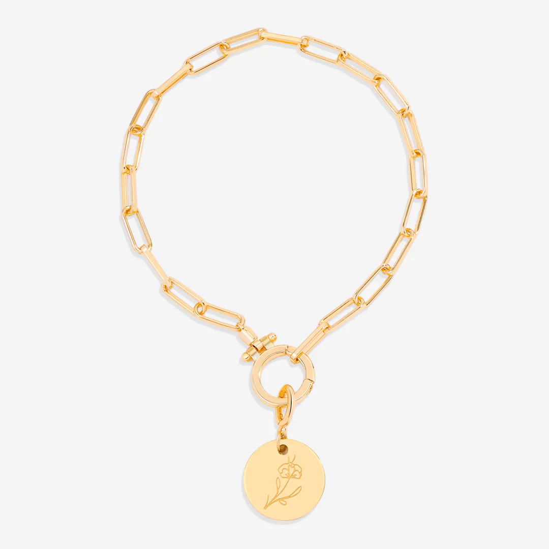 Engraved Birth Flower Disc Charm