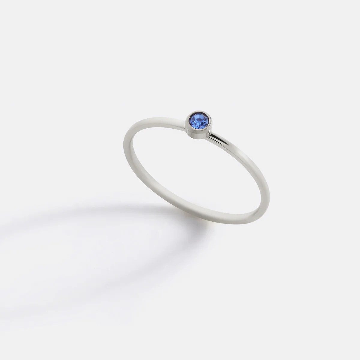 Minimalist Bezel-Set December Birthstone Stacking Band