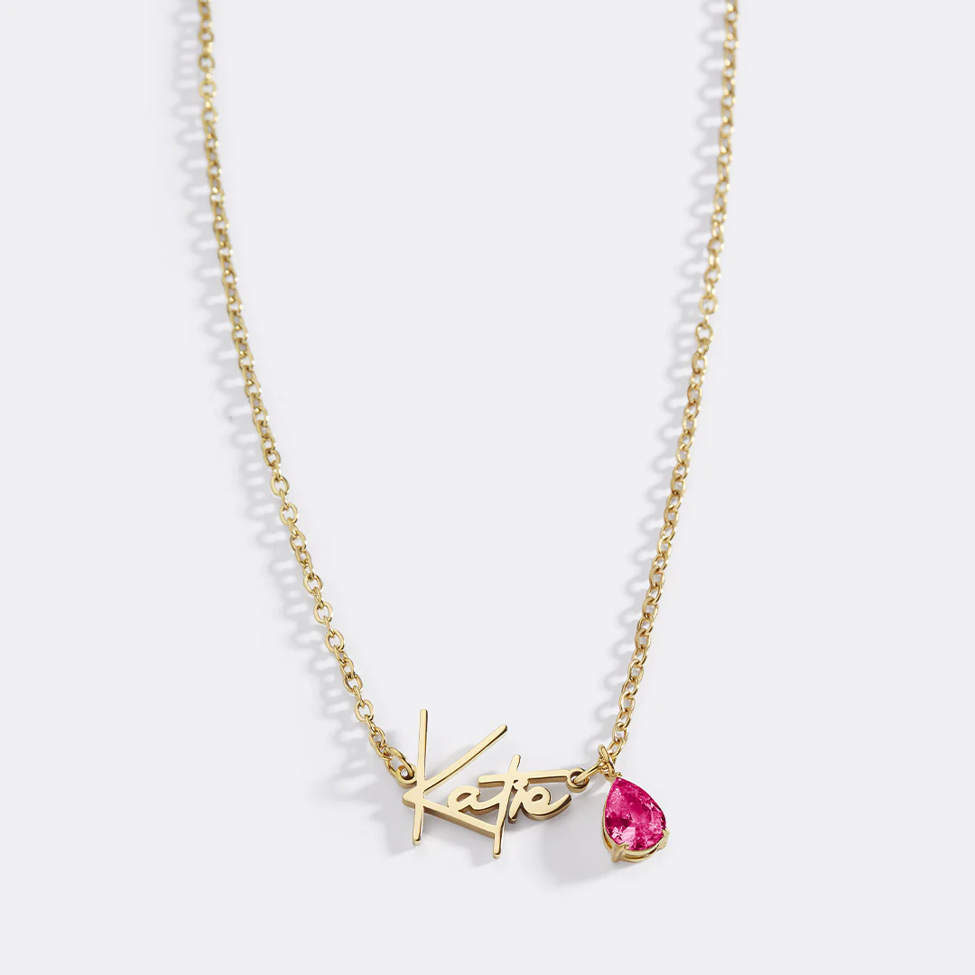 Handmade Birthstone Name Necklace