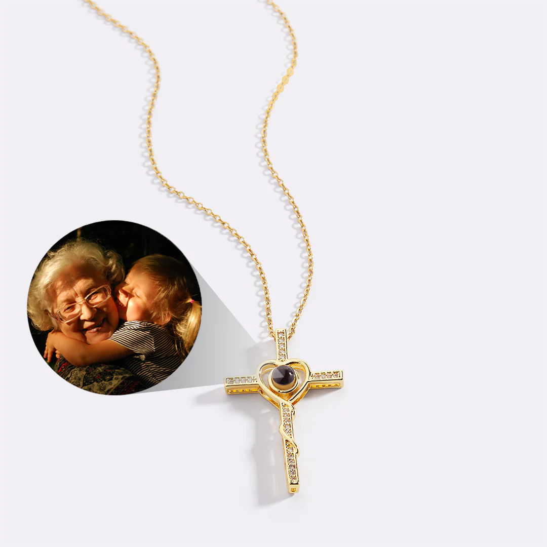 Heart and Cross Photo Necklace