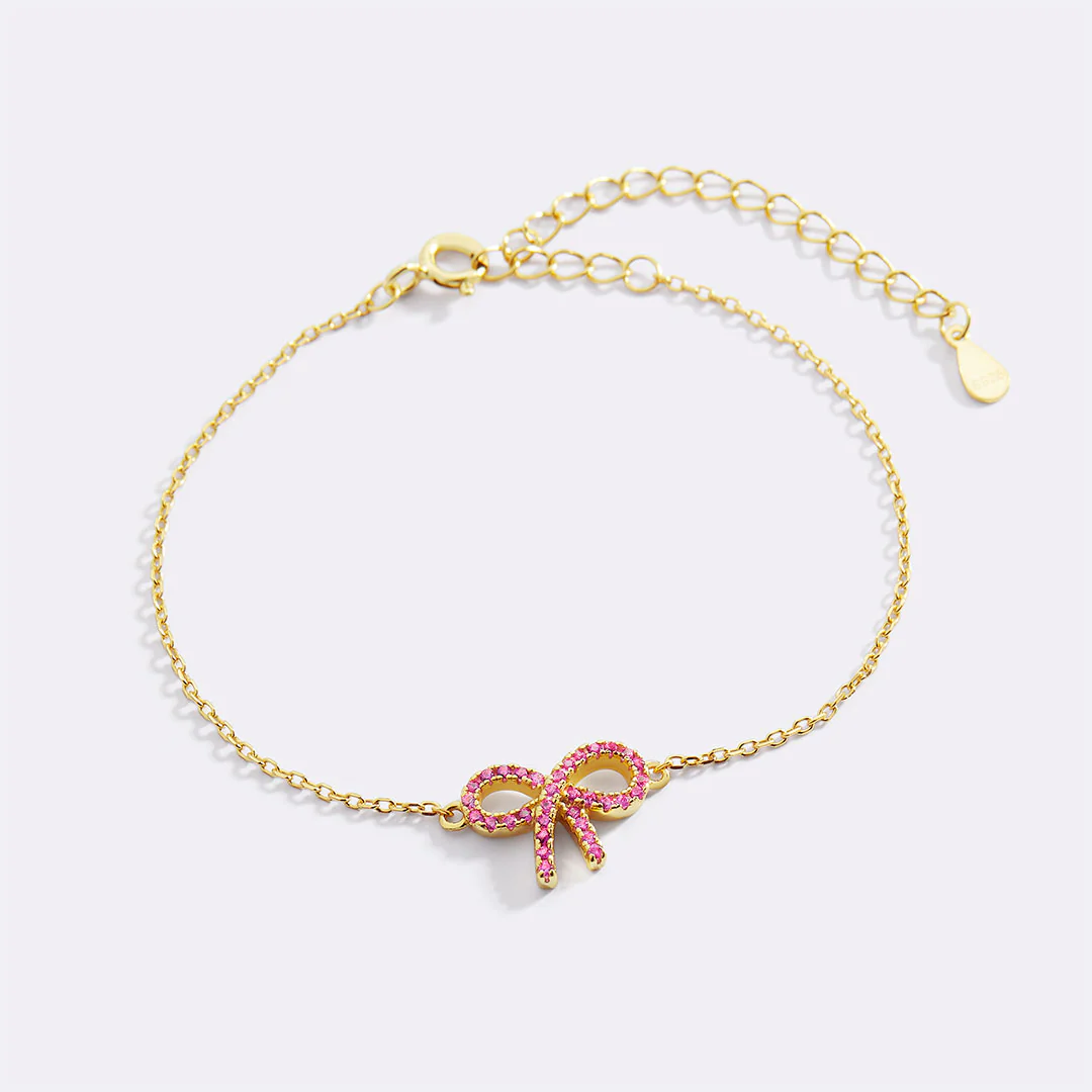 Pink Pave Bow Bracelet