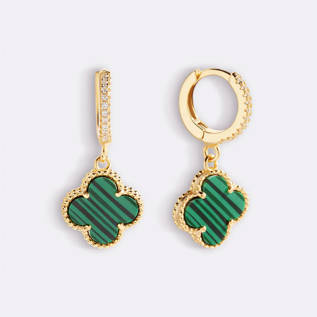 Pave Clover Drop Earrings