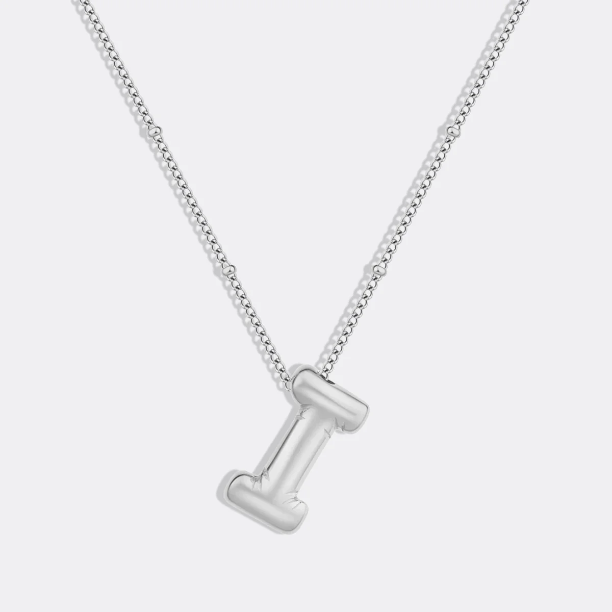 Balloon Initial Necklace with Satellite Chain